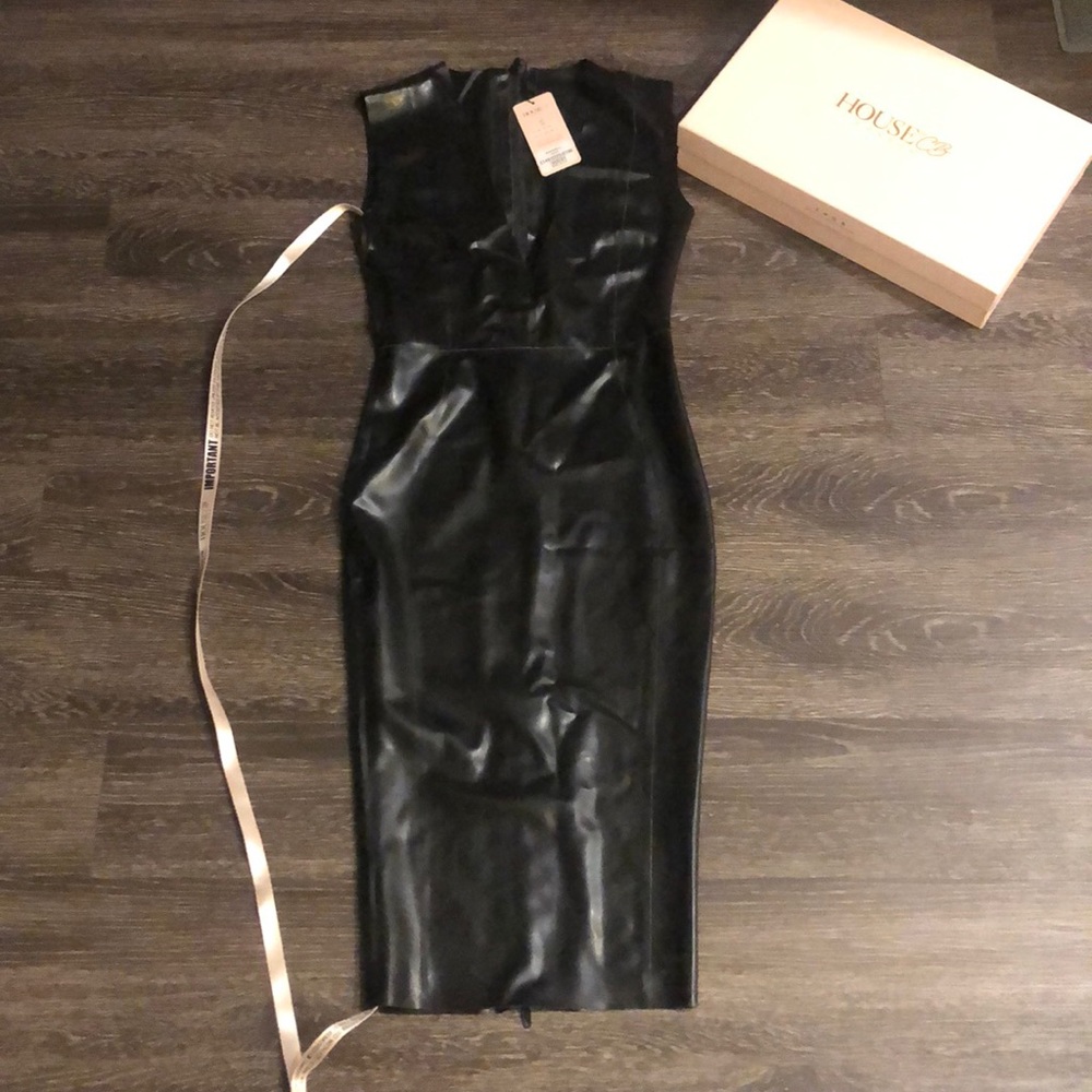 House of CB Rivera Black latex dress